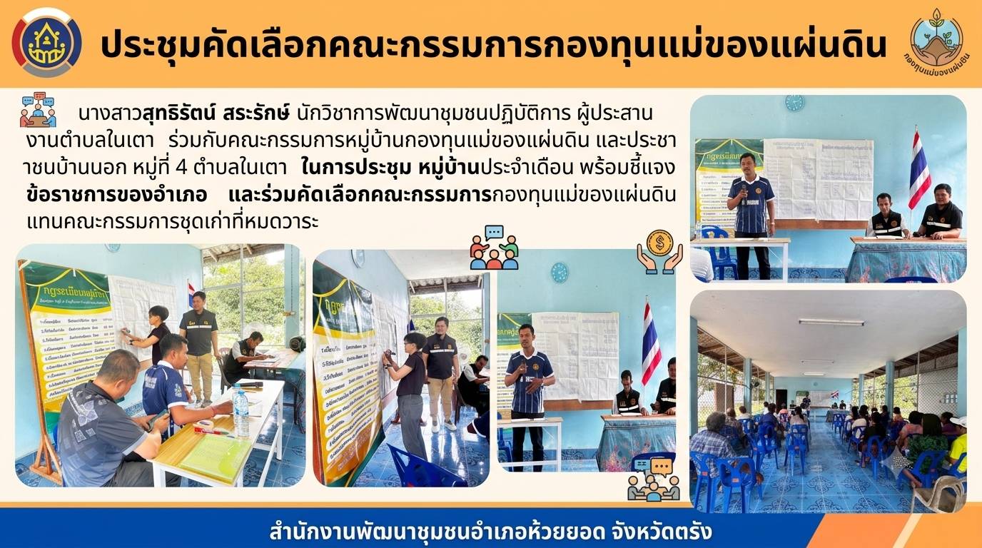 สพอ.ห้วยยอด จังหวัดตรัง ร่วมประชุมคัดเลือกคณะกรรมการกองทุนแม่ของแผ่นดิน