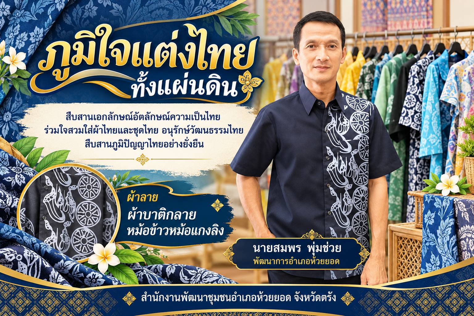 สพอ.ห้วยยอด จังหวัดตรัง ร่วมขับเคลื่อนการรณรงค์การแต่งกายตามอัตลักษณ์ไทยสู่สากล ภายใต้แนวคิด "ภูมิใจแต่งไทยทั้งแผ่นดิน"
